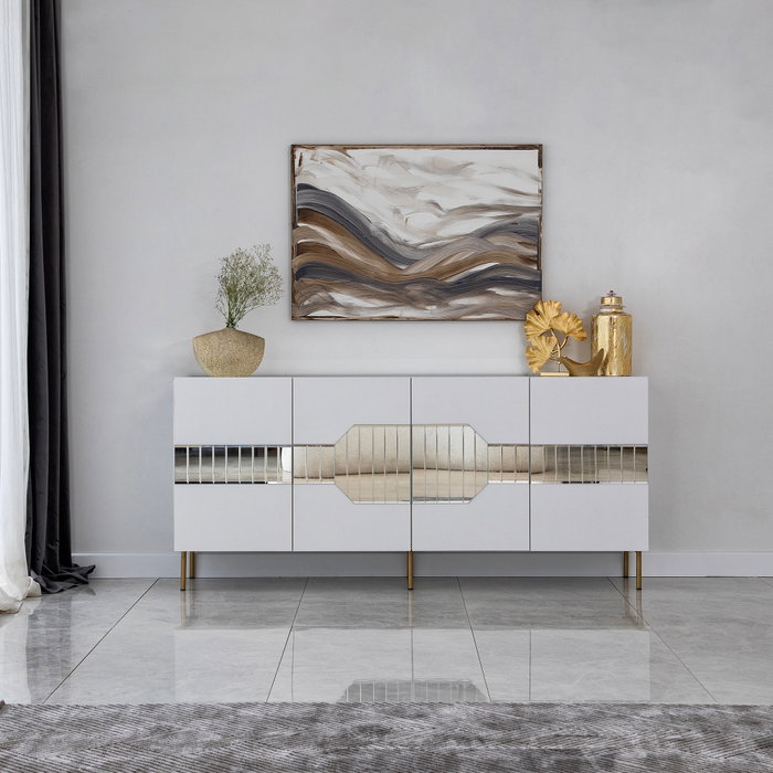 Hanah Home Consola Milan Blanca y Dorada